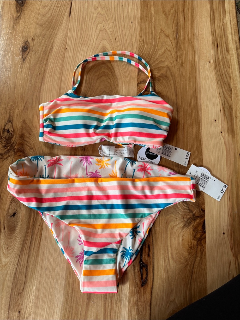 Hot Water Multicolor Striped Two-Piece Bikini
